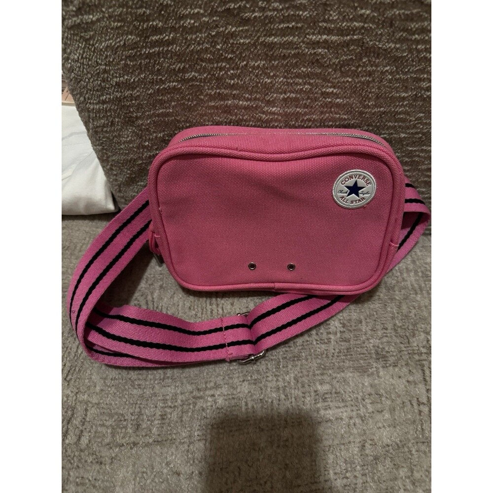 EUC Converse Chuck Taylor All Star Canvas Crossbody Bag Pink Striped Strap Pouch
